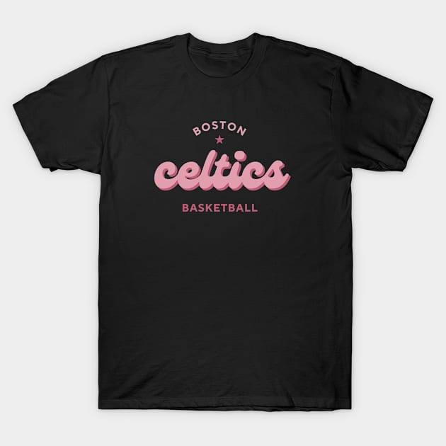 Celtics Basketball Pink Edition T-Shirt by bynugraha